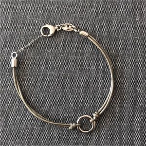 🌷Fossil leather silver tone bracelet